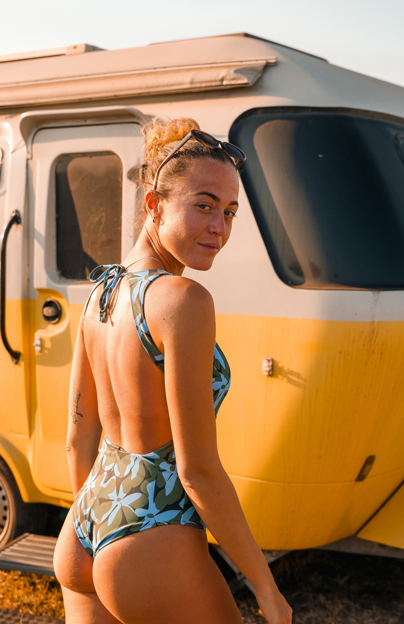 Flower Power Open Back Surf Suit