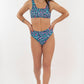 swim suit, bottom, blue and pink print, full body, top swim suit