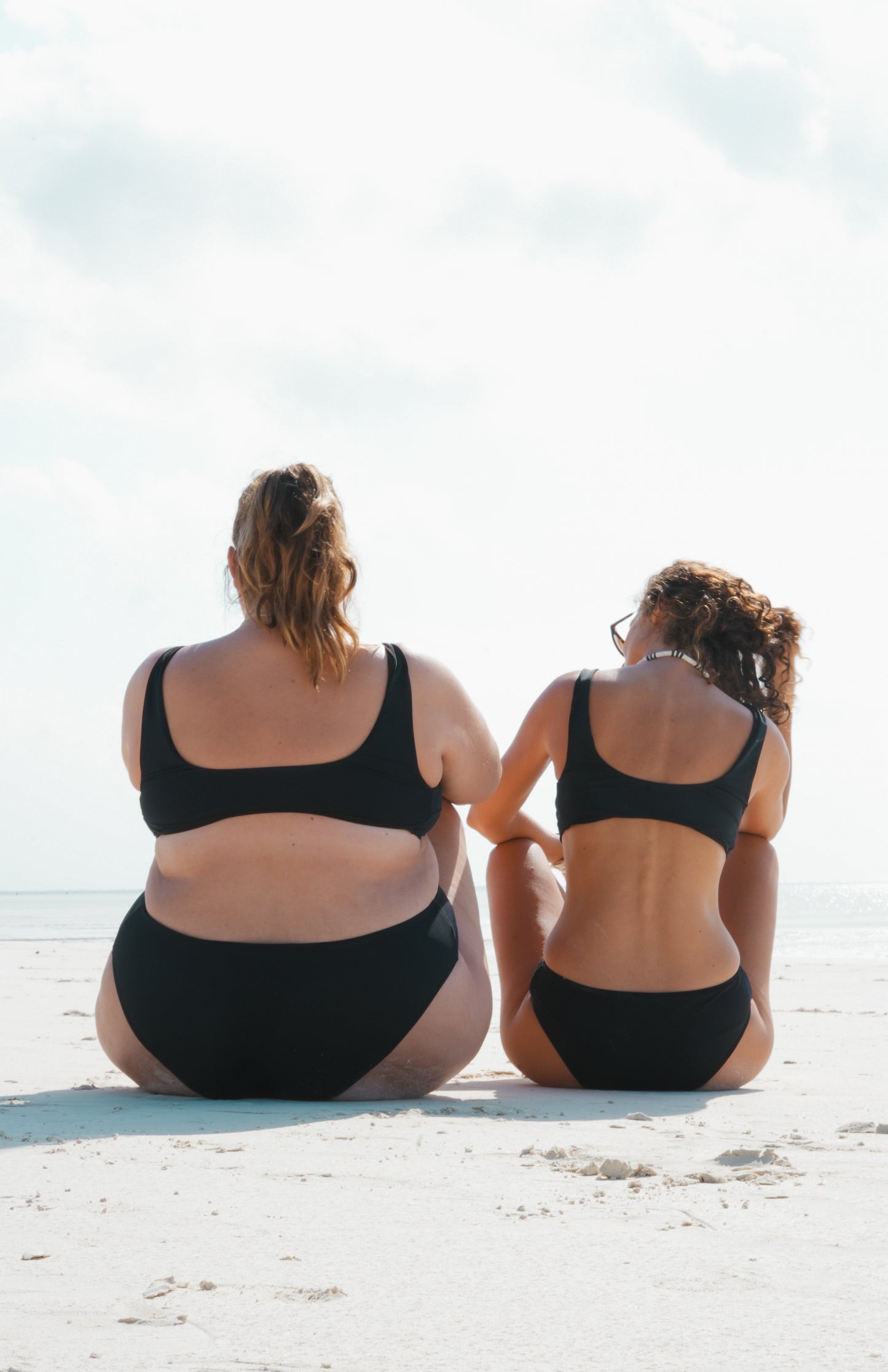two piece bikini set - top - for surfing, swimming, kiting or beach days with a solid and classic black color with triangle shape - supportive - plus size