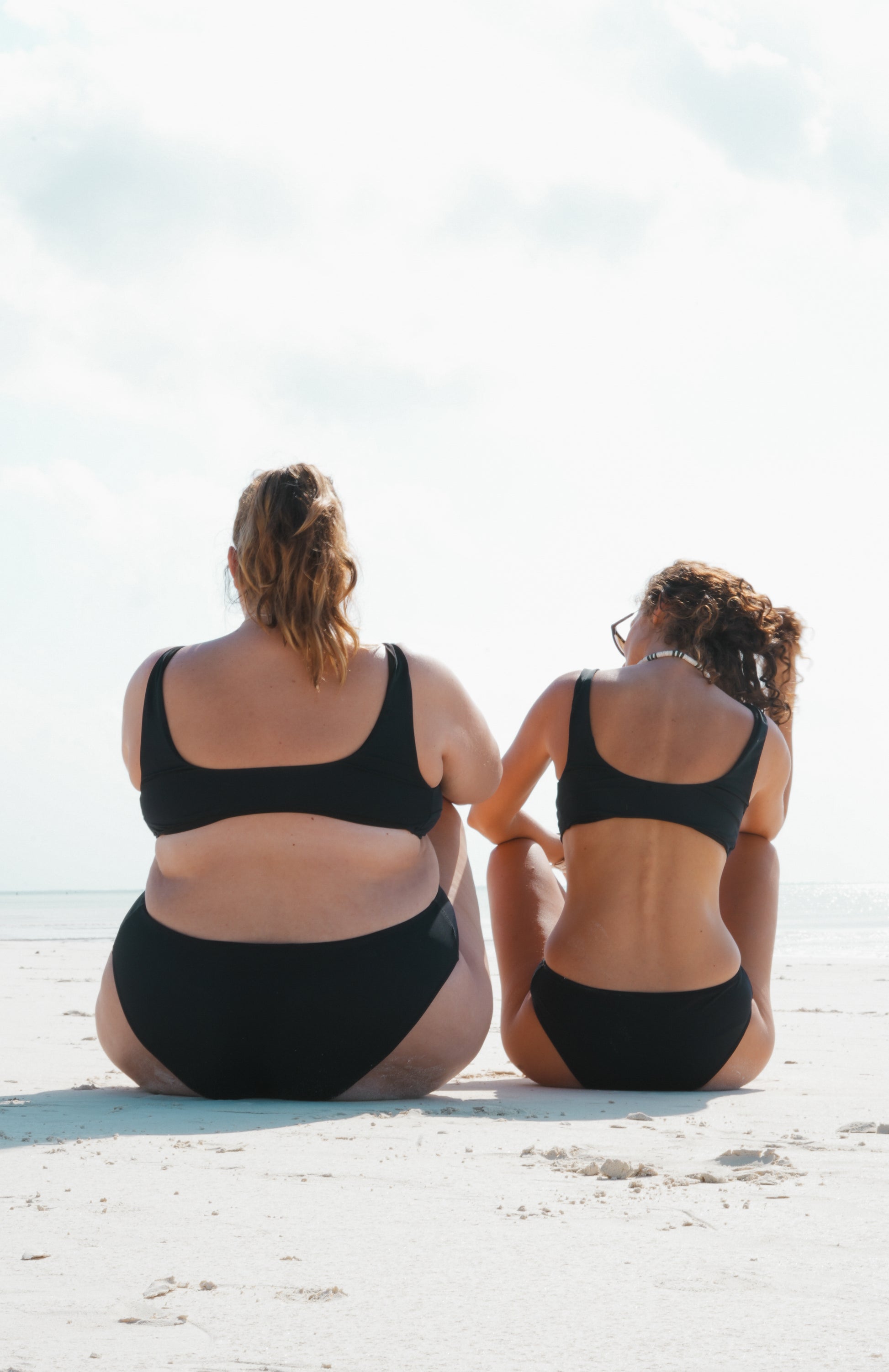 two piece bikini set - top - for surfing, swimming, kiting or beach days with a solid and classic black color with triangle shape - supportive - plus size